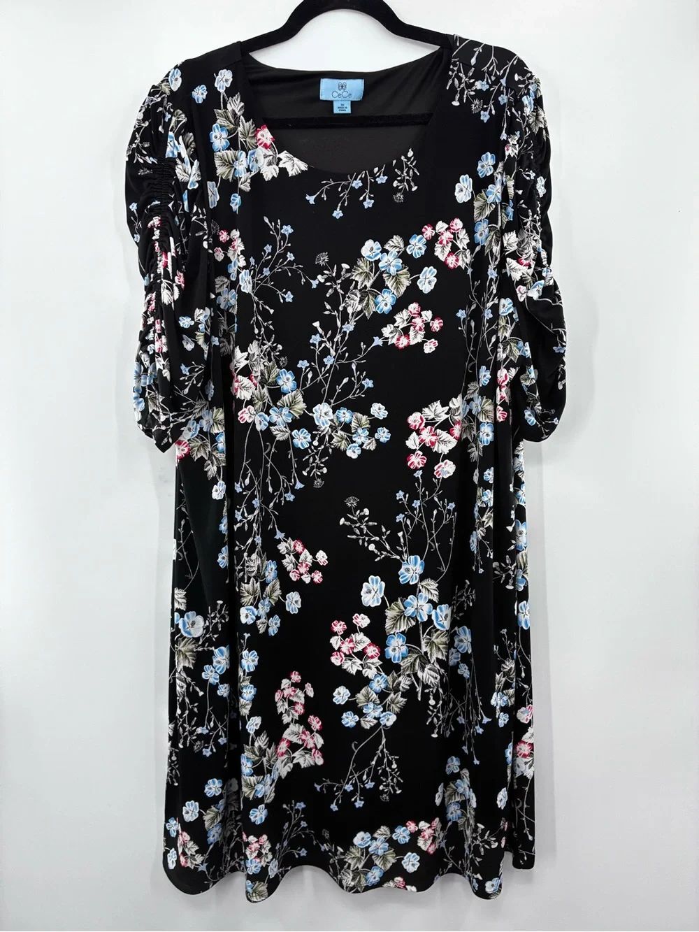 CeCe Black Floral Puff-Sleeve Women's Dress size 3X